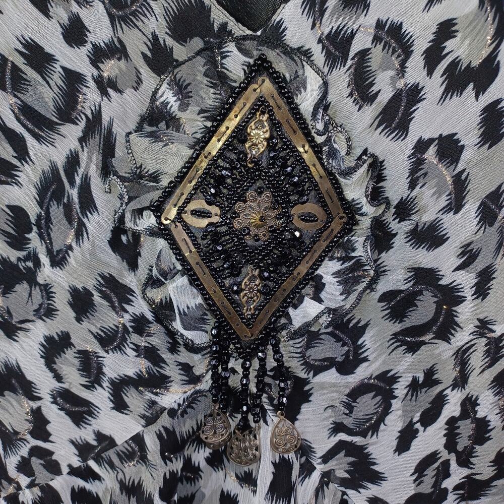 Vintage Resume Y2K Babydoll Top Size L Whimsigoth Animal Print Dark Fairy Indie - Picture 7 of 12
